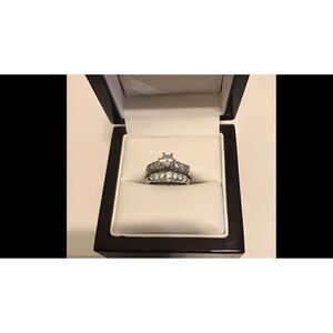 2Ct. Round Bezel Set Sim Diamond Scallop Design Wedding Ring Set Sz 8